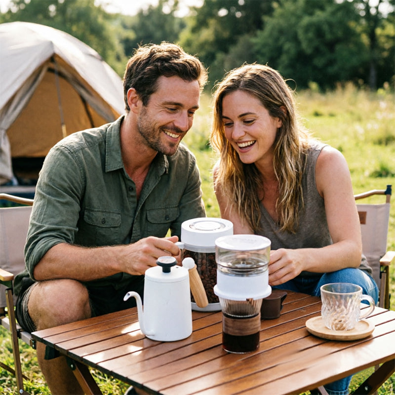 Mini Electric Coffee Grinder & Brewer – Automatic Drip Coffee Maker with Stirring Cup