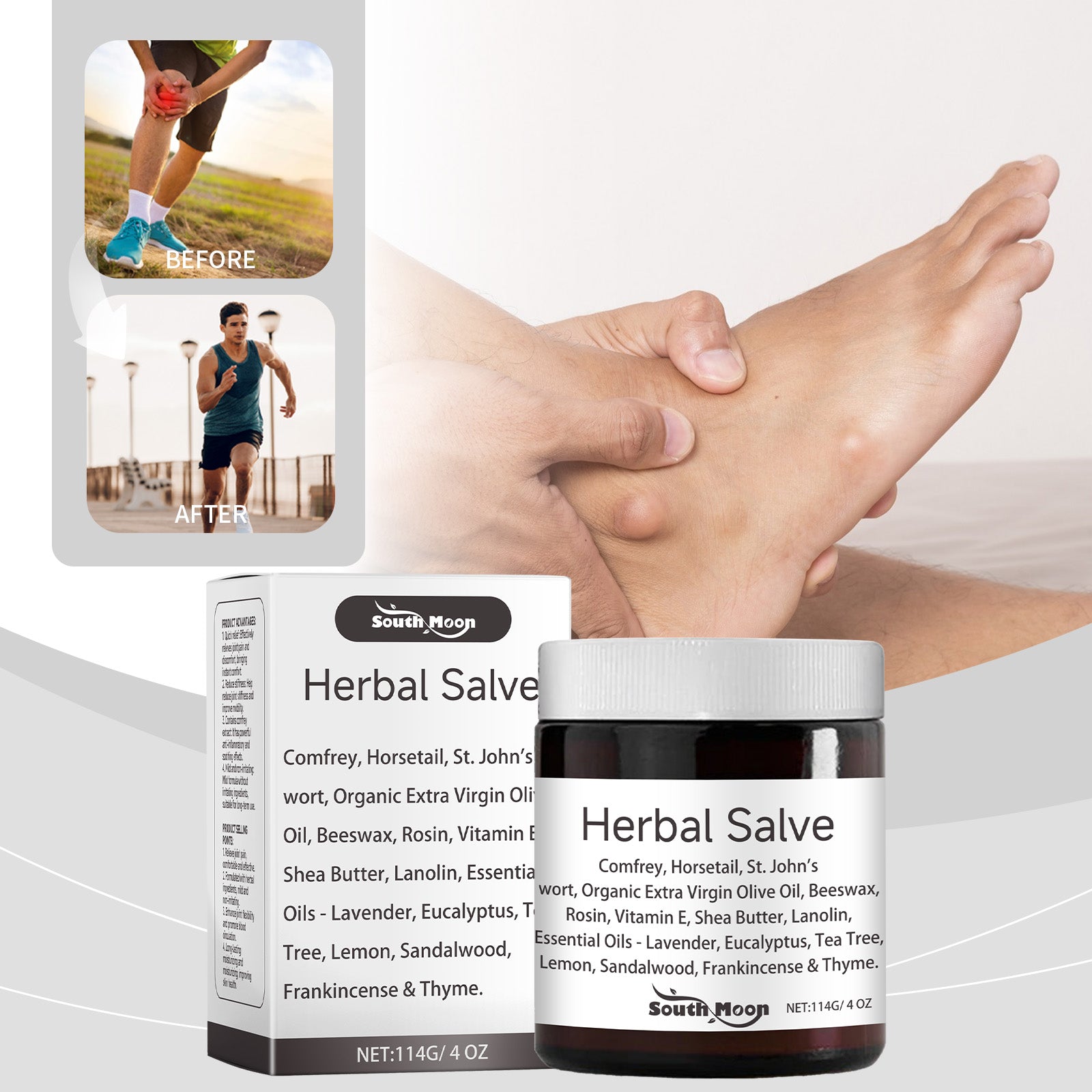 South Moon Herbal Cream, Gentle Care Of Hands And Feet, Neck, Shoulders And Knees Body Moisturizing Massage Cream
