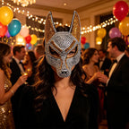 Sparkly Anubis Mask, Rhinestone Egyptian God Mask for Halloween & Masquerade Party