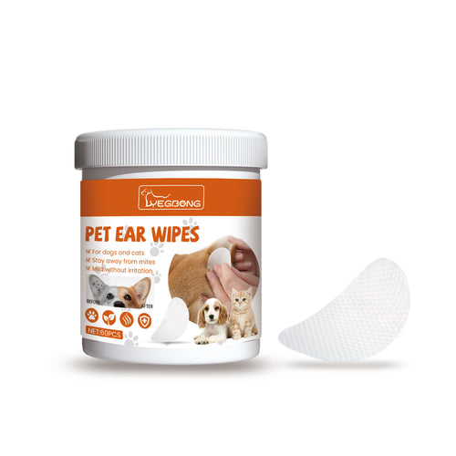 Dog and Cat Ear Cleaning Wipes with Aloe Vera, 60 Count