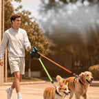 Dual / Double Dog Leash, 360° Retractable Roulette, 3M, LED Light, Tangle-Free, Double-Ended Traction Rope