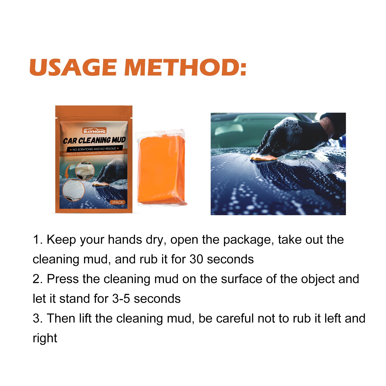 Rayhong Car Cleaning Mud, Paint Clean Stains Refurbish Maintenance Windshield Clean Dirt Clean Mud