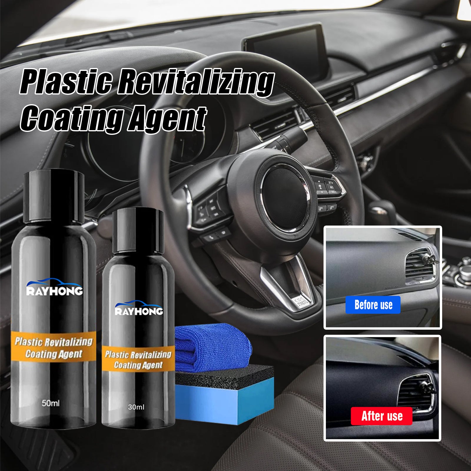 Plastic Coating Agent Set, Automotive Interior Instrument Panel Seat Cleaning Decontamination Refurbished Coating Agent