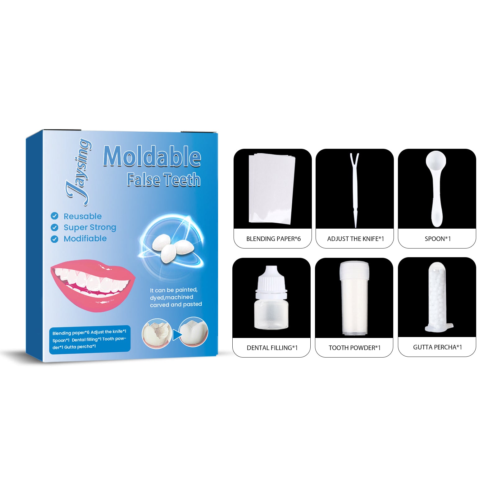 Jaysuing Shaping Dentures Set For Temporary Vampire Party Dentures For Fake Dentures