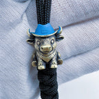 Brass Cow Head Paracord Bead Set, Western Calf Cutter Lanyard Pendants for Knife EDC & DIY Bracelets