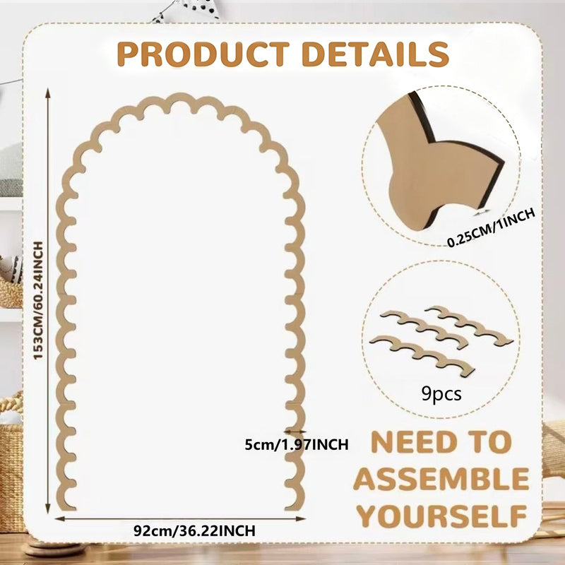 Unfinished Wood Arch Wall Decor – Rustic Scalloped Wooden Frame Trim for Nursery, Kids Room & DIY Crafts