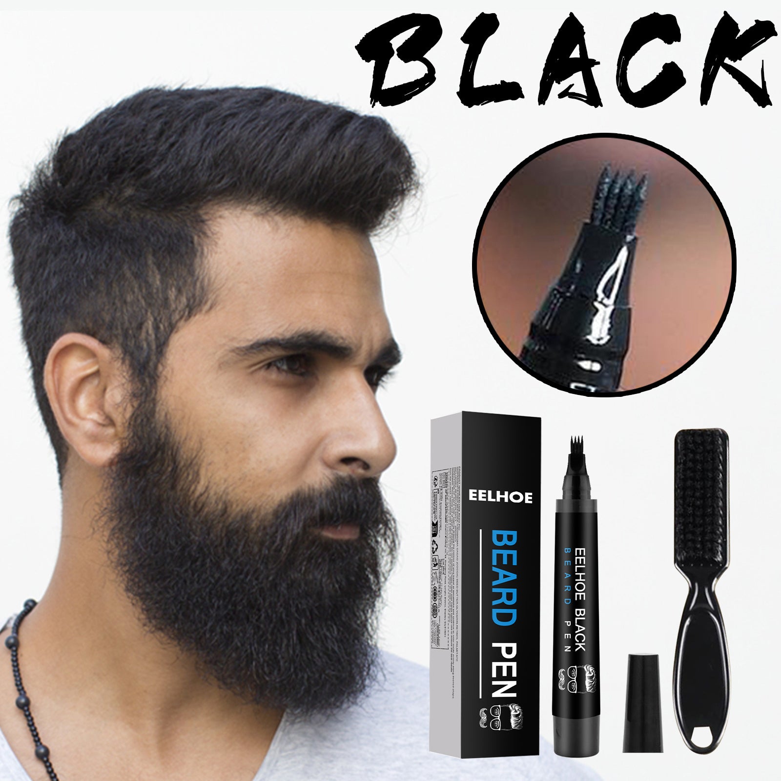 EELHOE Foreign Trade Cross-Border Beard Filler Pen Kit, Waterproof, Sweat Resistant, Makeup Free Beard Pen Beard Pen