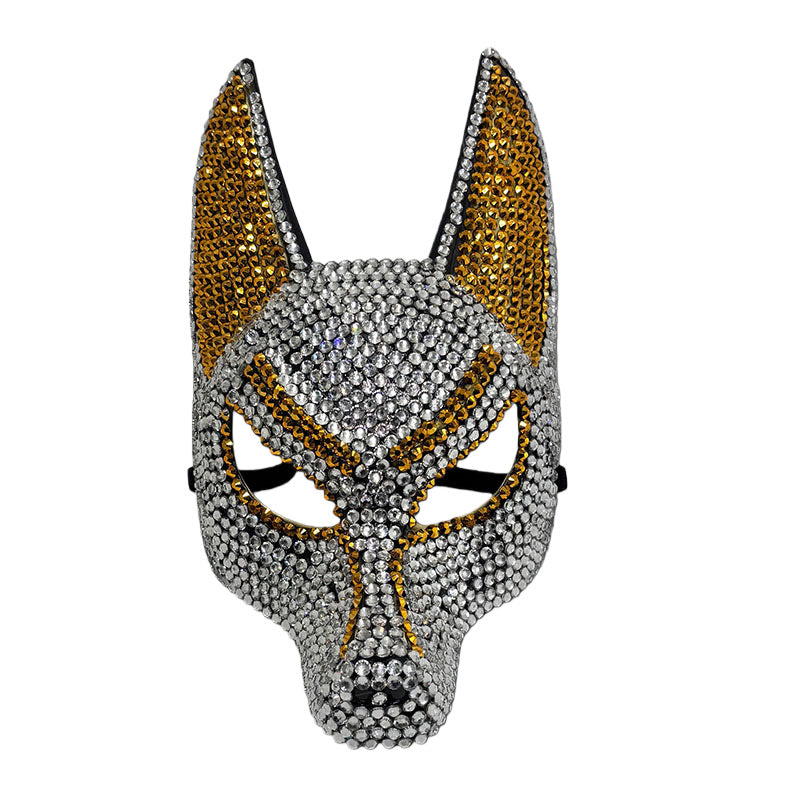 Sparkly Anubis Mask, Rhinestone Egyptian God Mask for Halloween & Masquerade Party