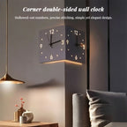 Nordic Dual-Glow Silent LED Corner Wall Clock, Modern Minimalist Decor