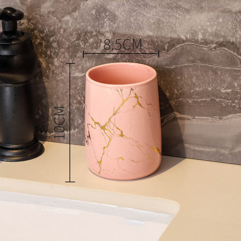 Luxury Couple’s Ceramic Cup Set – High-End Bathroom Tumblers