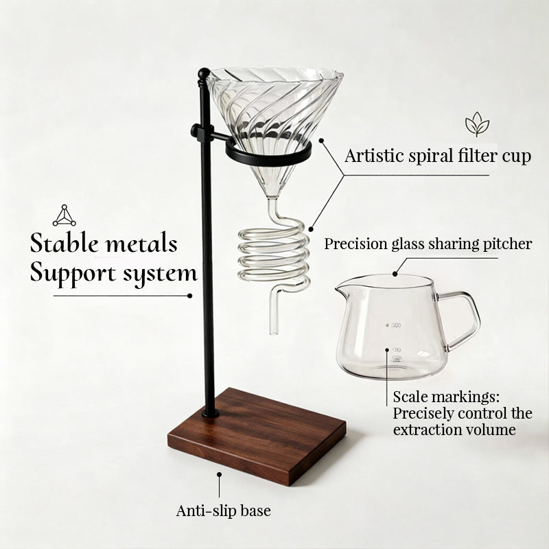 Spiral Cooling Pour-Over Coffee Filter Holder, Ins-Style Americano Dripper Stand with Spiral Chilling Design