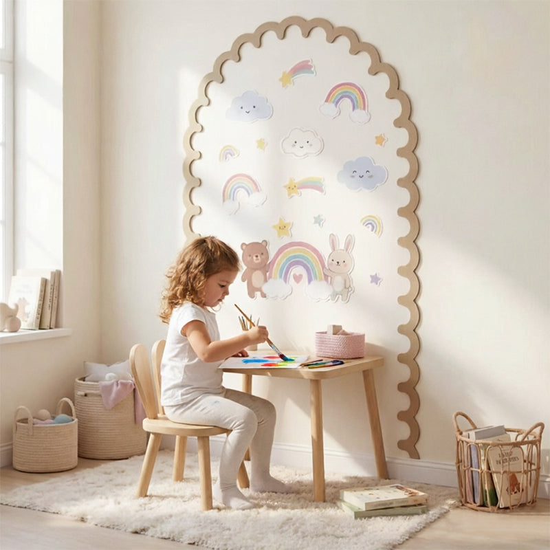 Unfinished Wood Arch Wall Decor – Rustic Scalloped Wooden Frame Trim for Nursery, Kids Room & DIY Crafts