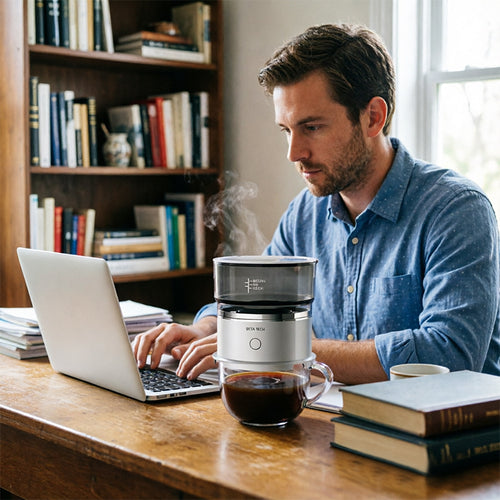 Compact Electric Coffee Grinder and Drip Brewer, Battery-Powered