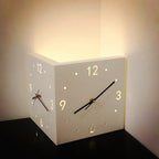 Nordic Dual-Glow Silent LED Corner Wall Clock, Modern Minimalist Decor