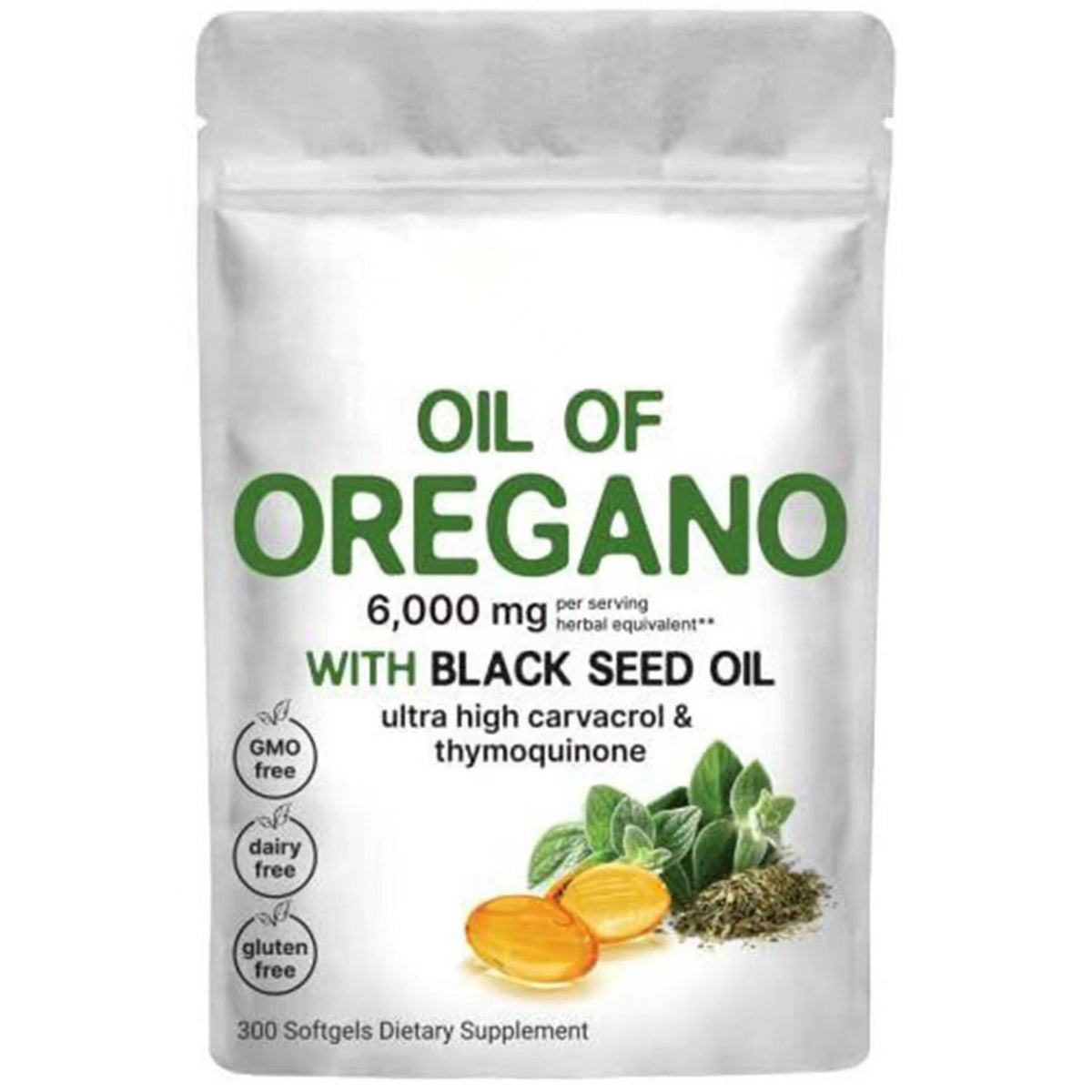 Oregano Oil Soft Capsules, Dietary Supplement, 180 or 300 Count