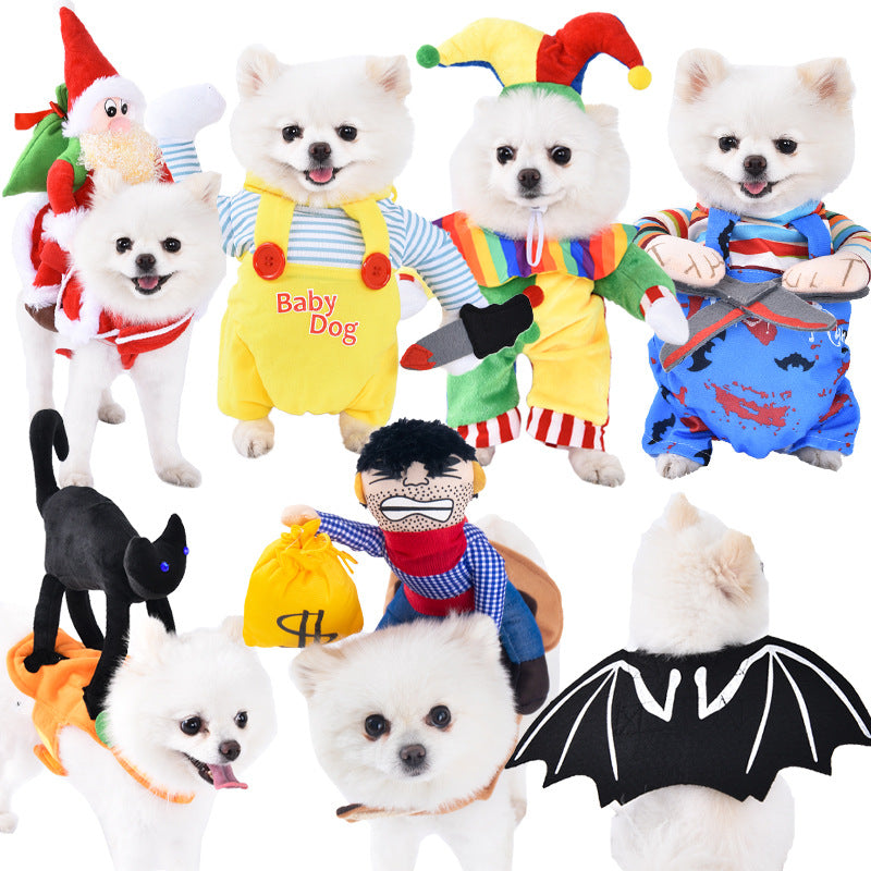 Funny Halloween dog costume with prank design