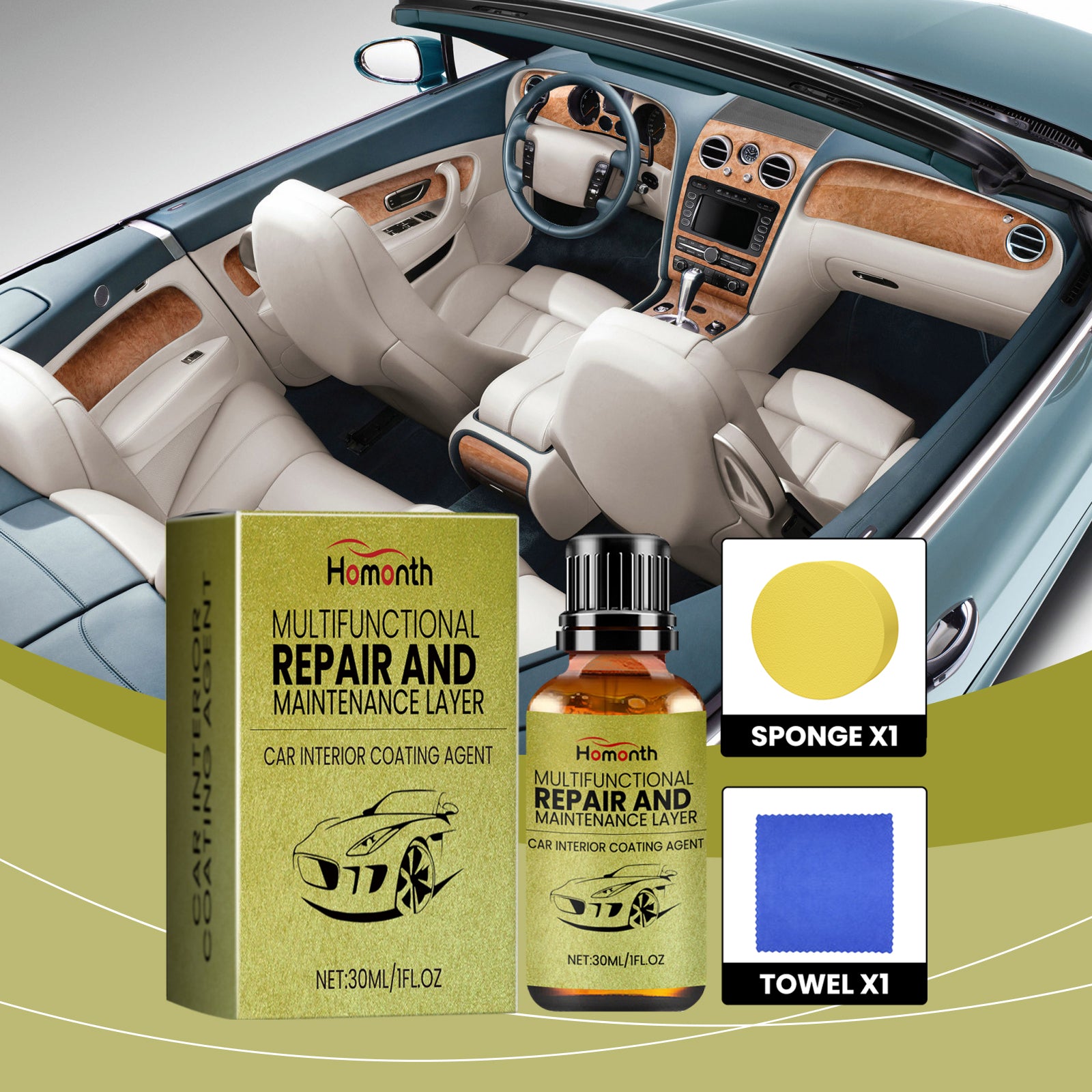 Homonth Automotive Interior Repair Coating Kit Automotive Interior Plastic Parts Crystal Coating Plating Agent