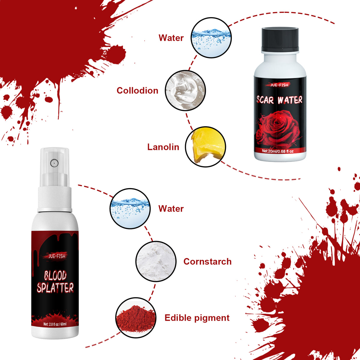 Halloween Special Effects Makeup Kit with Scar Wax and Fake Blood