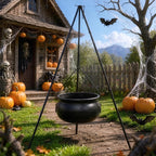Halloween Black Witches Cauldron with Skeletons on Tripod – Outdoor Horror House Scary Prop, Home Halloween Decoration