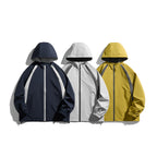 Men's Hooded Windbreaker Jacket - Color-Blocked Outdoor Jacket