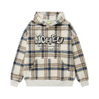 Plaid lamb wool hooded sweatshirt