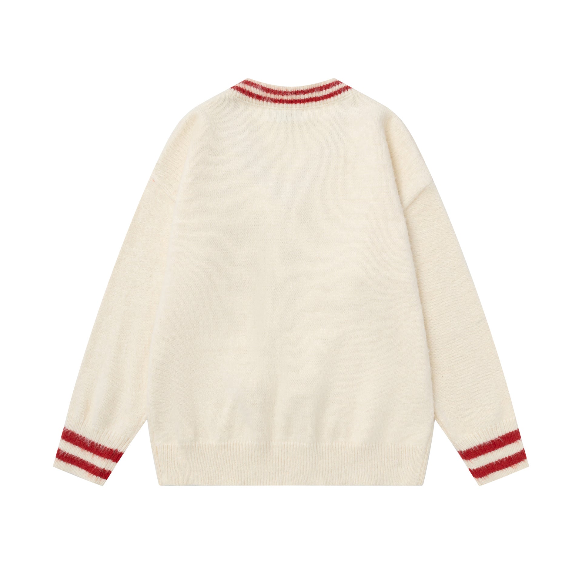 V-neck teddy bear pendant sweater