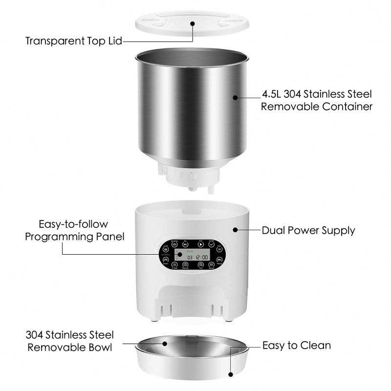 Double Meal Feeder Double Meal Tray Stainless Steel Feeder Automatic Feeder Pet Feeder