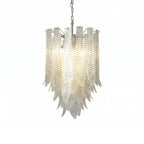 Leaf-Textured Layered Glass Chandelier