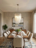 Leaf-Textured Layered Glass Chandelier
