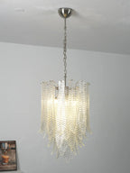 Leaf-Textured Layered Glass Chandelier