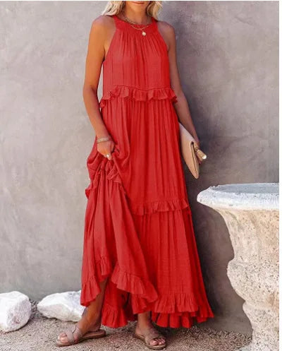 LotusFlow Boho Ruffle Ankle Dress, Women