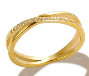 LuxeZircon 18K Gold Stainless Steel Ring
