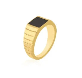 LuxeZircon 18K Gold Stainless Steel Ring