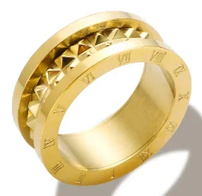 LuxeZircon 18K Gold Stainless Steel Ring