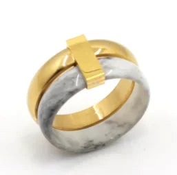 LuxeZircon 18K Gold Stainless Steel Ring