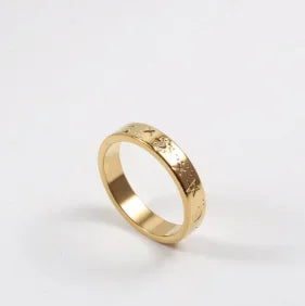 LuxeZircon 18K Gold Stainless Steel Ring