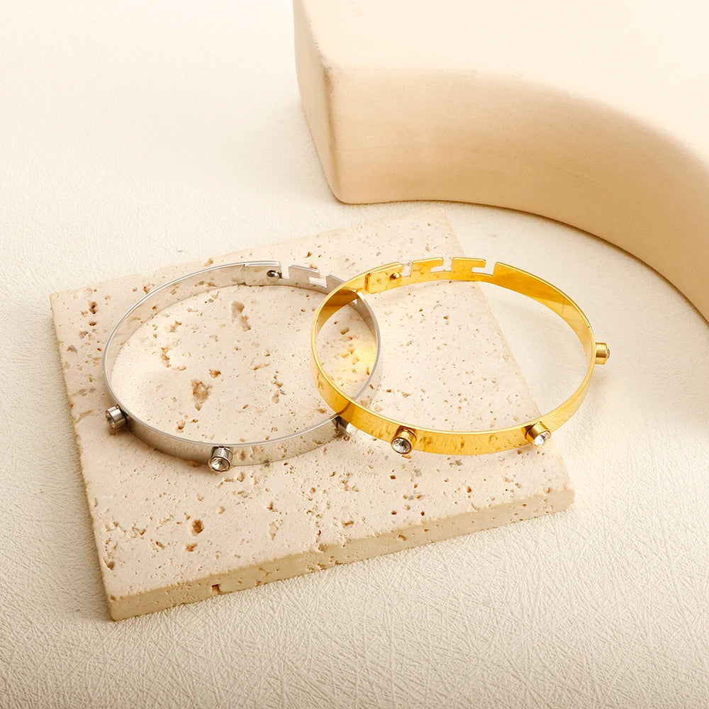TriGlow Crystal Gold Cuff Bracelet