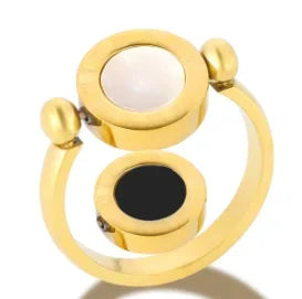 LuxeZircon 18K Gold Stainless Steel Ring