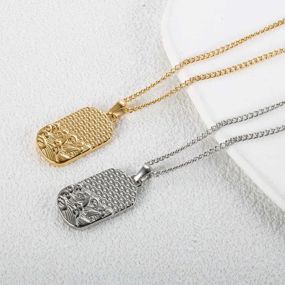 SquareChain Stainless Steel Pendant Necklace