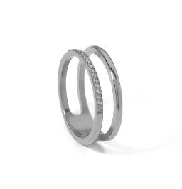 LuxeZircon 18K Gold Stainless Steel Ring