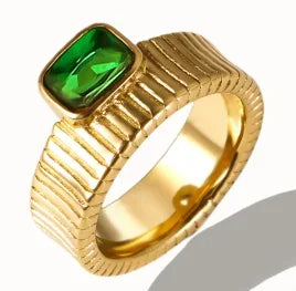 LuxeZircon 18K Gold Stainless Steel Ring