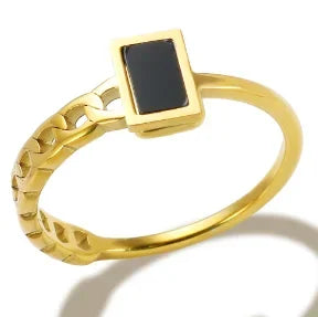 LuxeZircon 18K Gold Stainless Steel Ring