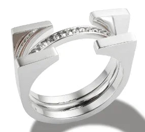 LuxeZircon 18K Gold Stainless Steel Ring