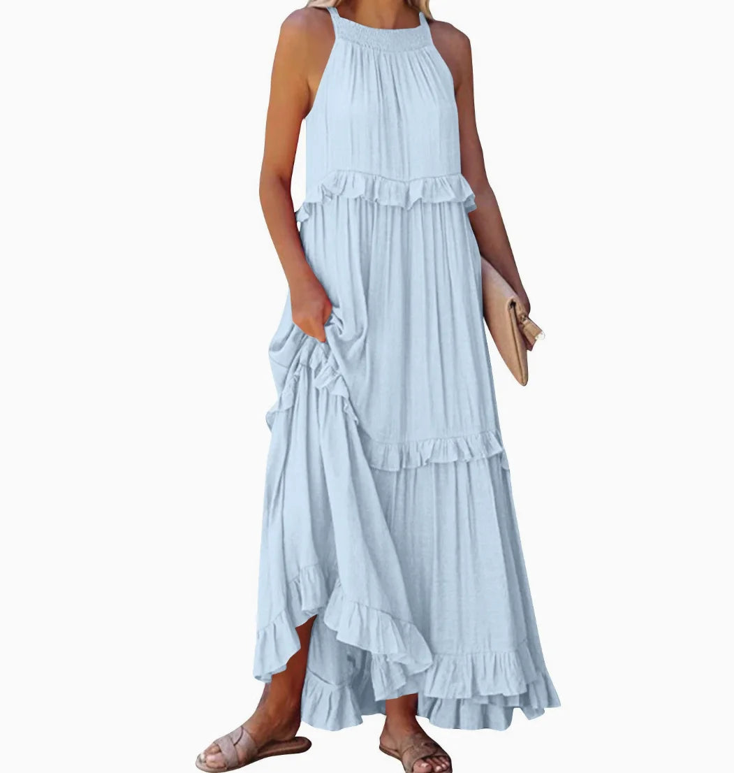 LotusFlow Boho Ruffle Ankle Dress, Women