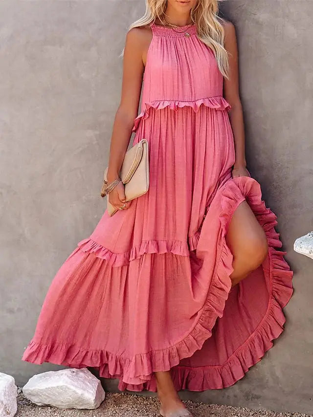 LotusFlow Boho Ruffle Ankle Dress, Women