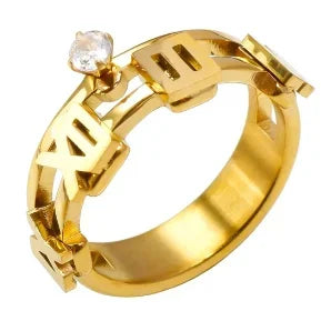 LuxeZircon 18K Gold Stainless Steel Ring