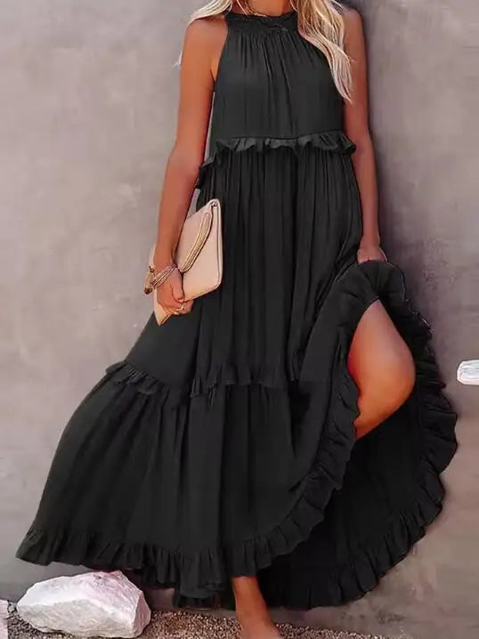 LotusFlow Boho Ruffle Ankle Dress, Women