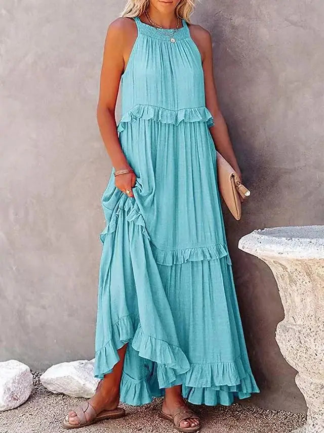 LotusFlow Boho Ruffle Ankle Dress, Women