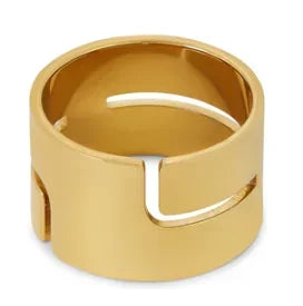 LuxeZircon 18K Gold Stainless Steel Ring