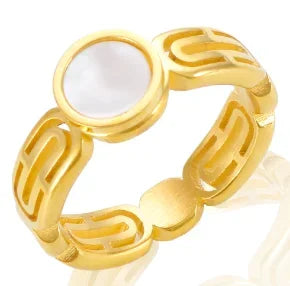 LuxeZircon 18K Gold Stainless Steel Ring